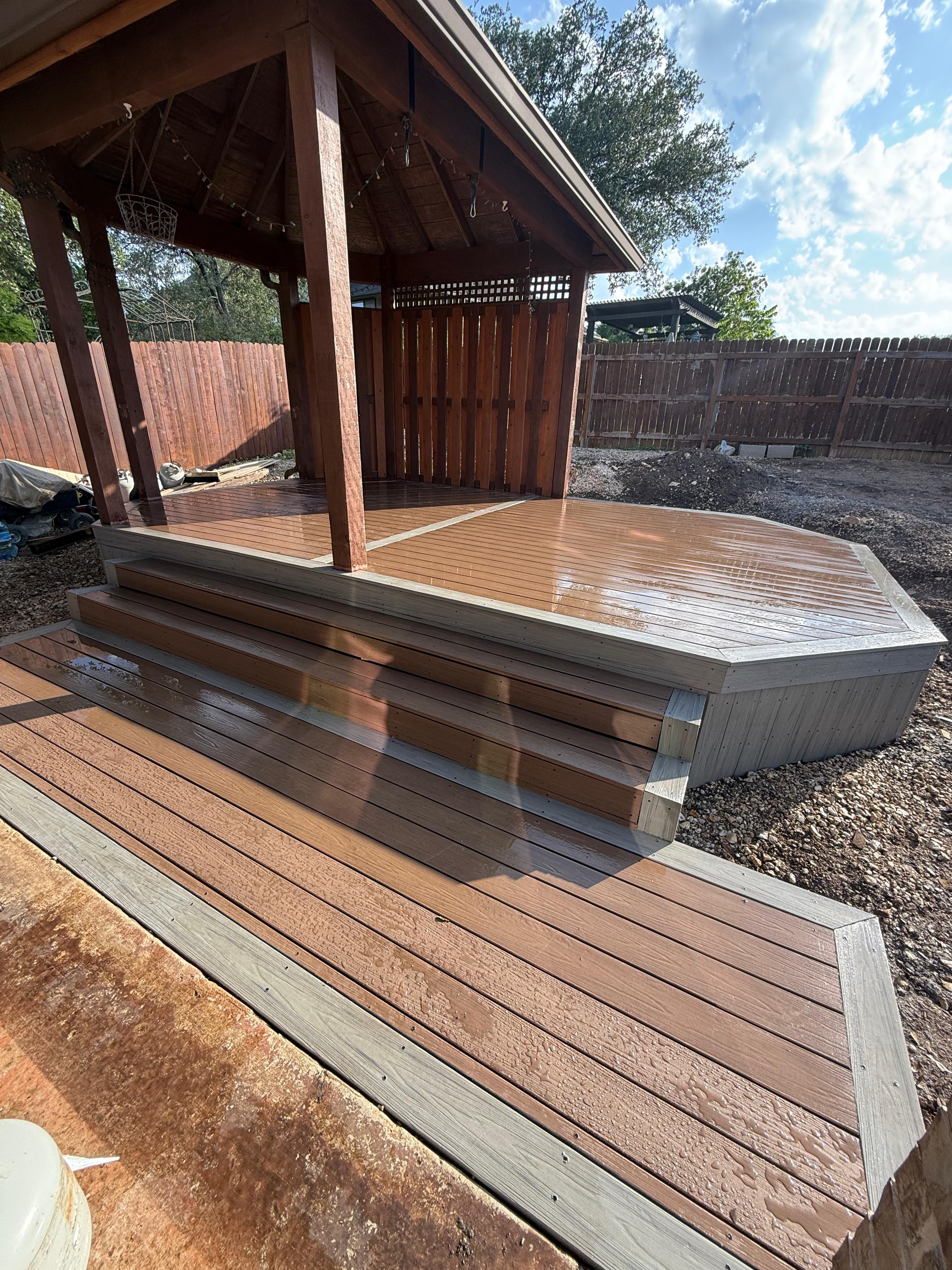 Custom wood deck and gazebo built by Risen Remodeling in New Braunfels TX